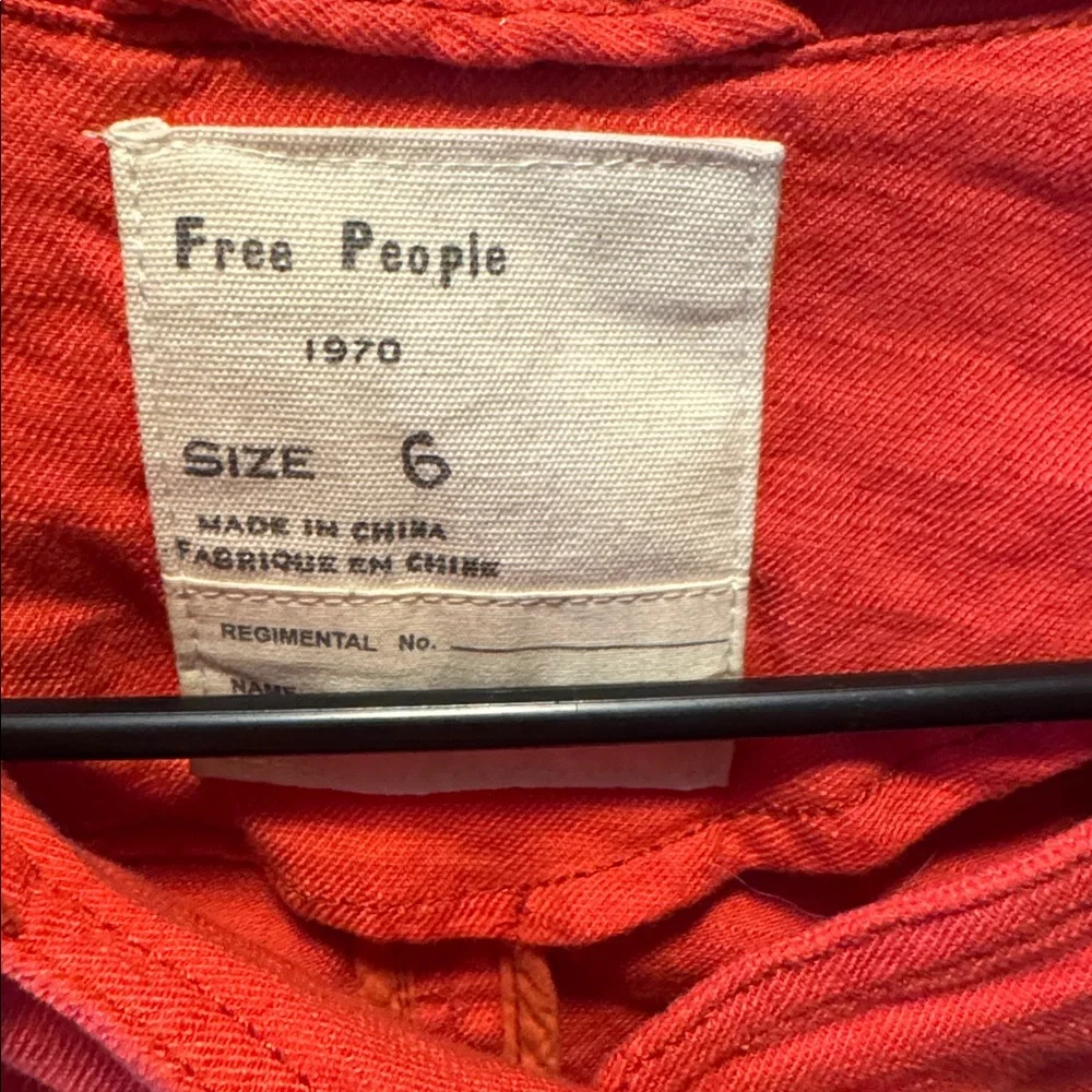 #38 free people cherry linen moto jacket women’s size 6 NWT - Picture 2 of 3